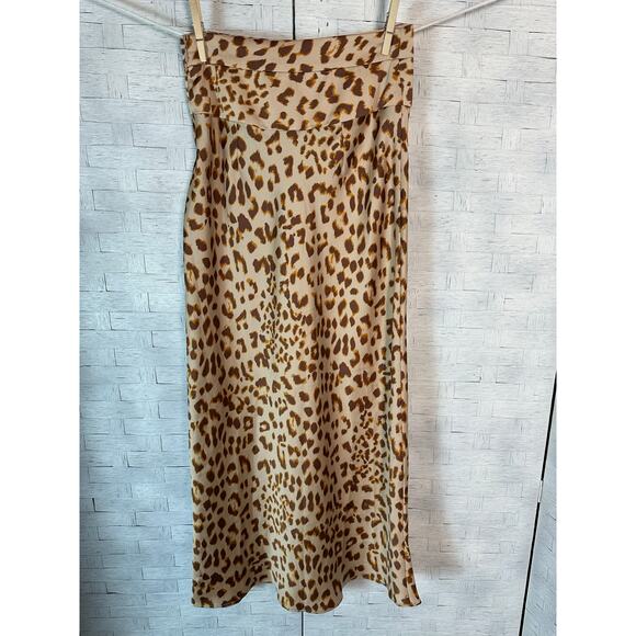 Free people women skirt animal print satin maxi cheetah print tans gold brown - Picture 2 of 8
